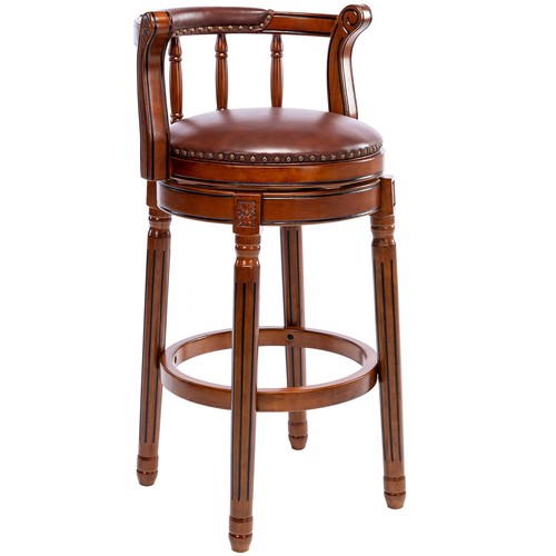 Leather wooden bar - leather, stools